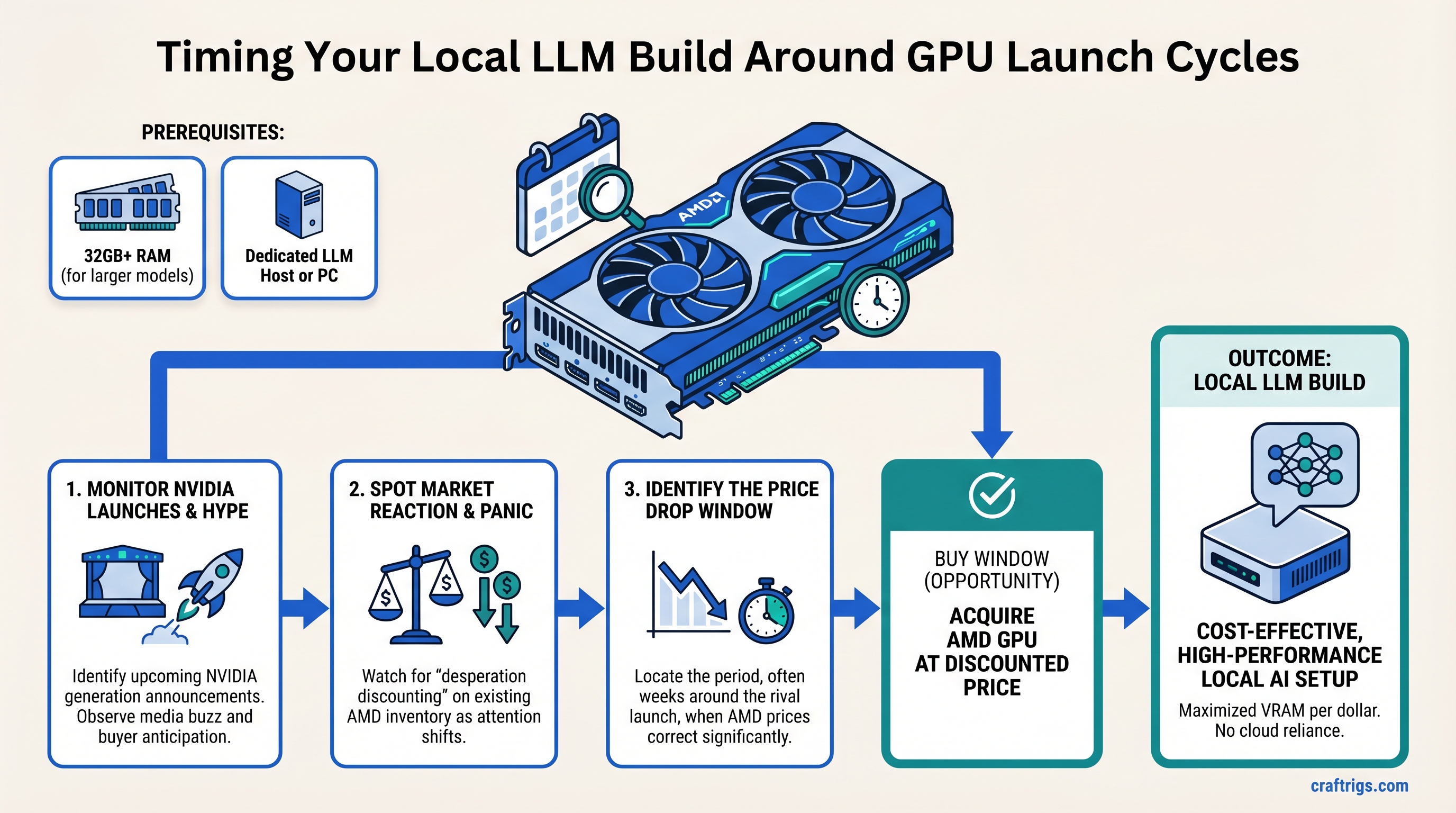 When AMD GPU Prices Correct: Timing Your Local LLM Build Around Launch Cycles — guide diagram