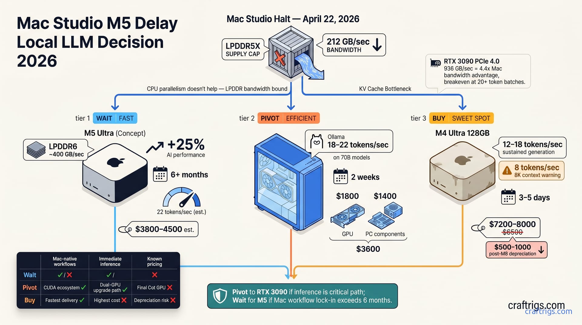 Apple Stops Taking Mac Studio Orders Amid LPDDR Shortage: What Local LLM Buyers Should Do — diagram