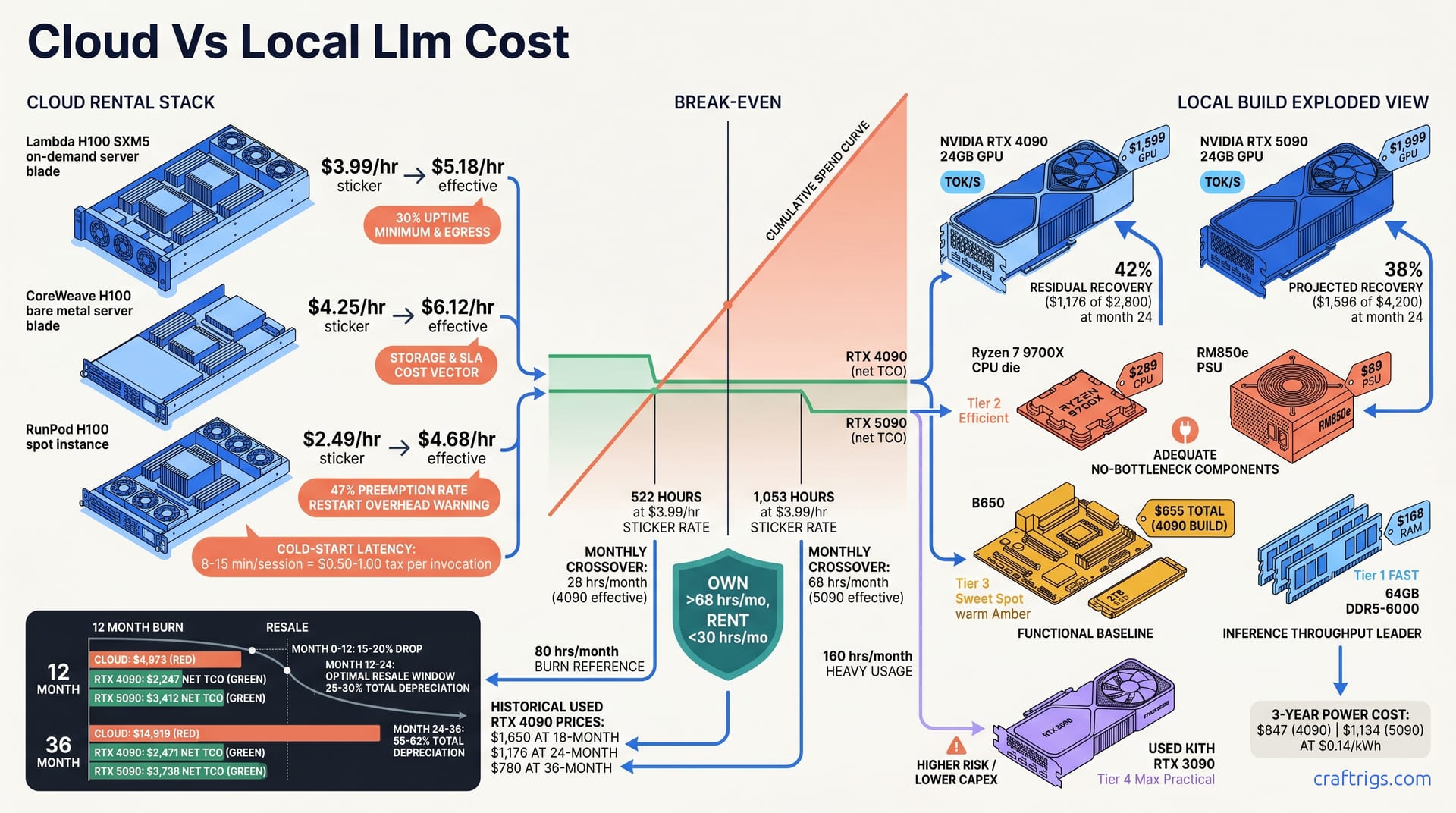 Cloud H100 vs Local GPU: When Owning Wins — diagram