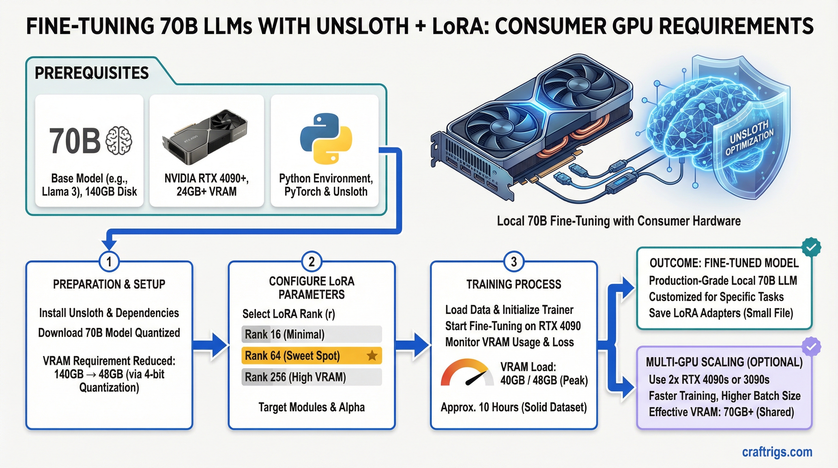 Fine-Tuning Local LLMs with Unsloth + LoRA: Consumer GPU Requirements — guide diagram