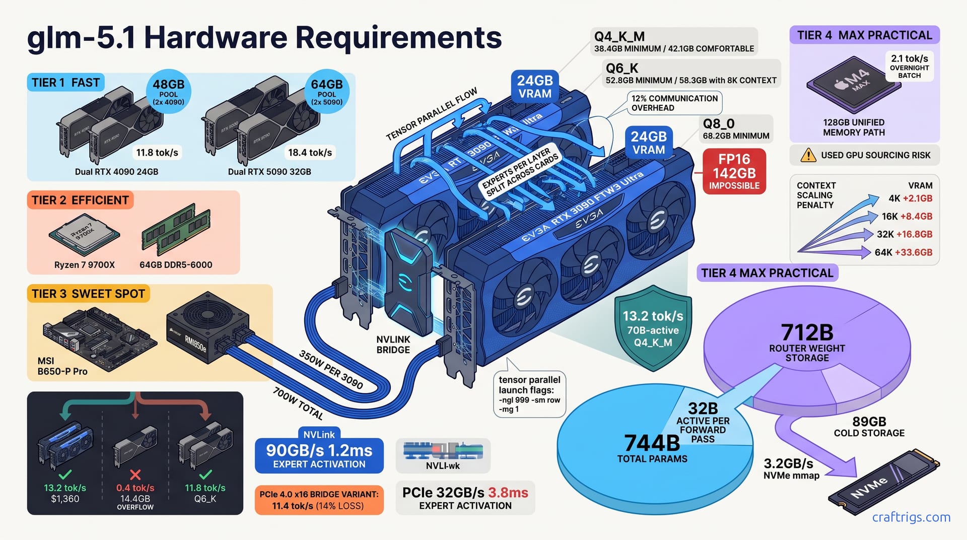 GLM-5.1 Local Rig: 48GB Minimum for SWE-Bench Pro (Not 400GB) — diagram