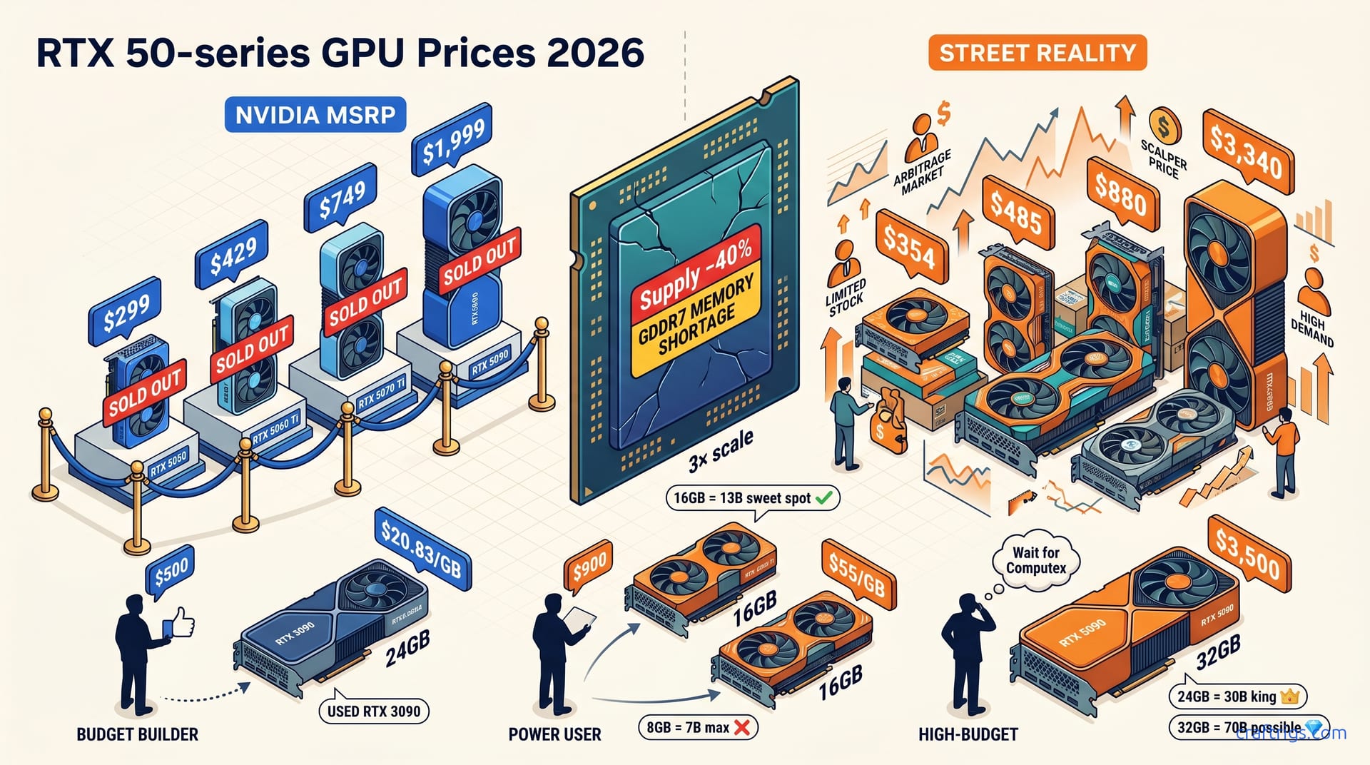 RTX 5060–5090 Street Prices Exposed: Buy or Wait? — diagram