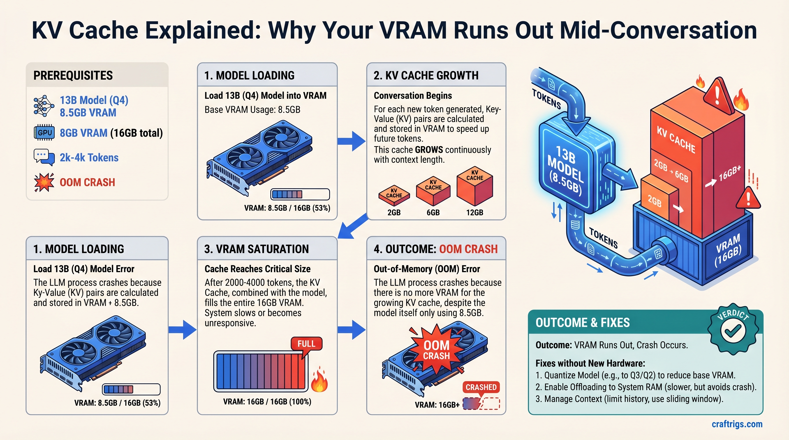 KV Cache Explained: Why Your VRAM Runs Out Mid-Conversation — guide diagram