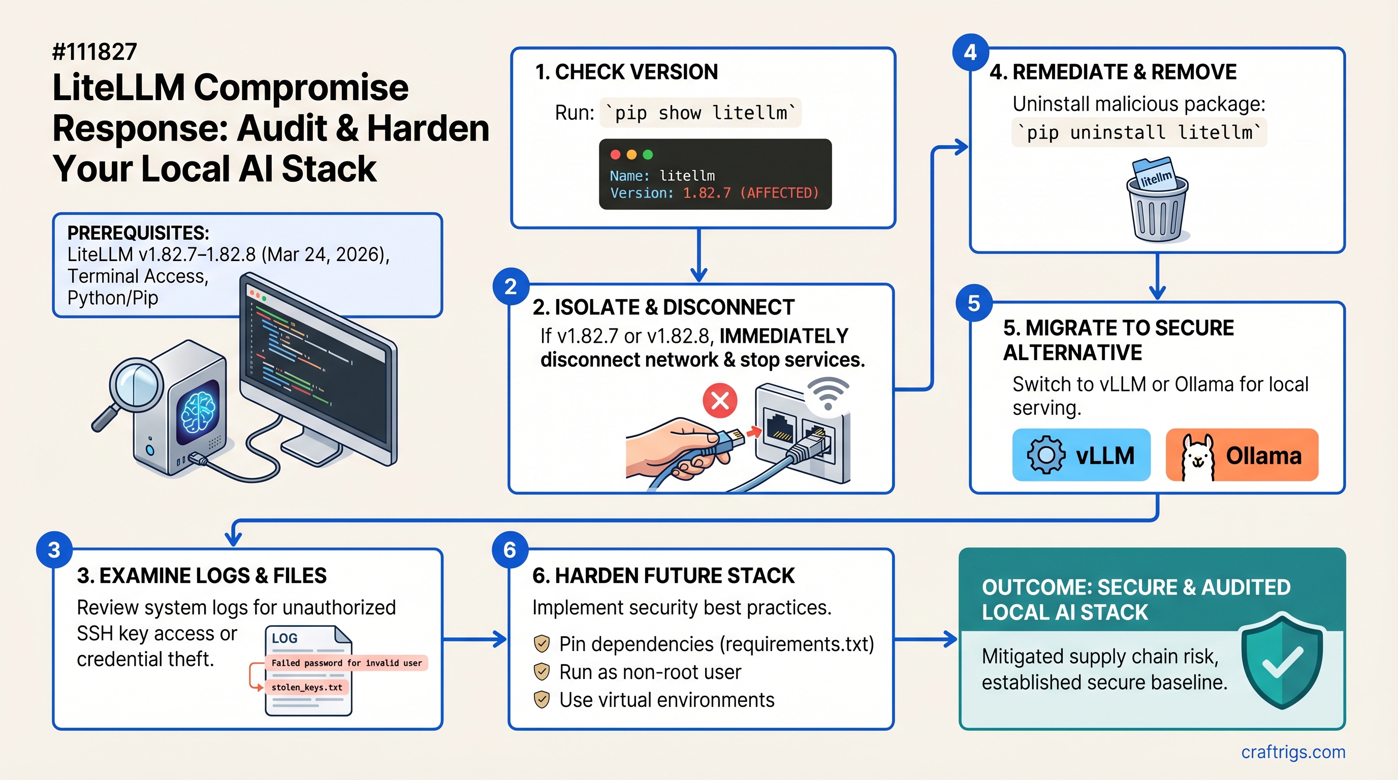 LiteLLM Compromised: How to Audit and Harden Your Local AI Stack — guide diagram