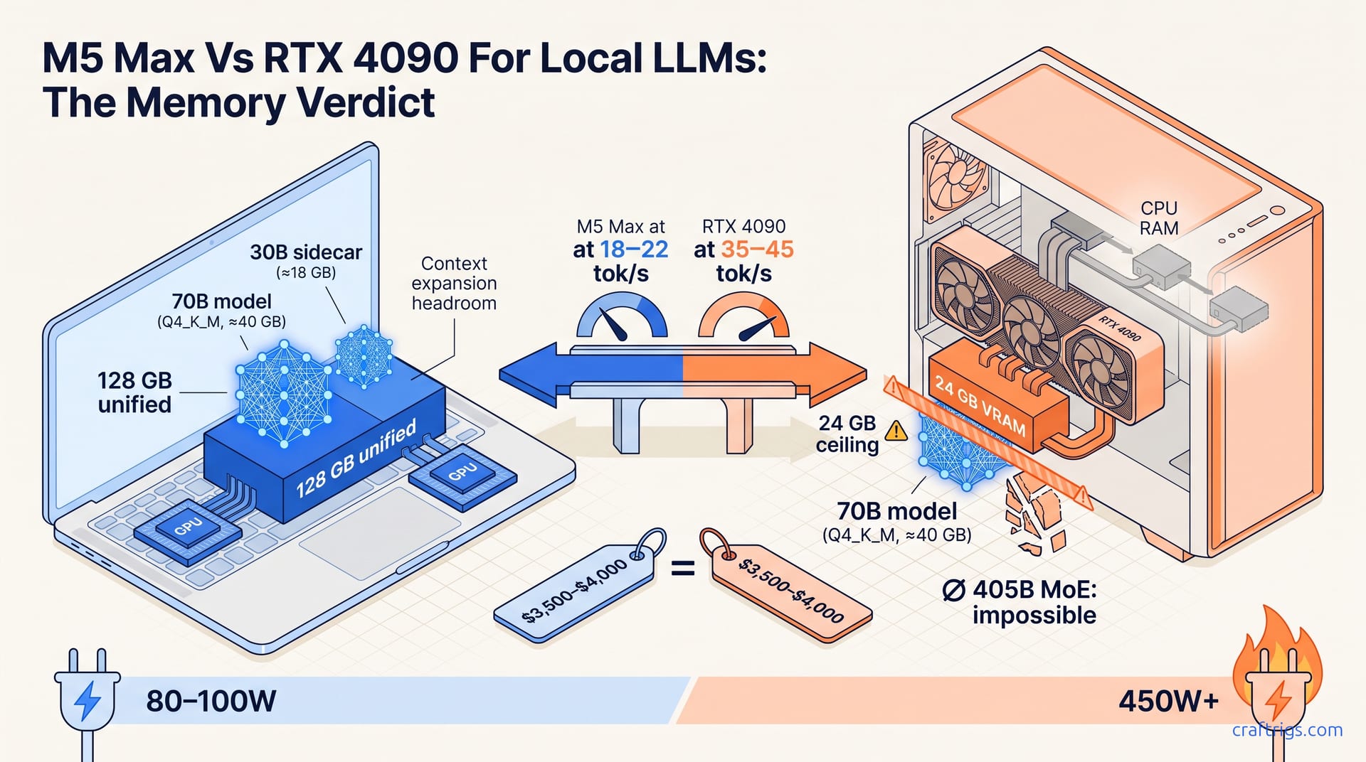 M5 Max vs RTX 4090 for Local LLMs: The Memory Verdict — diagram