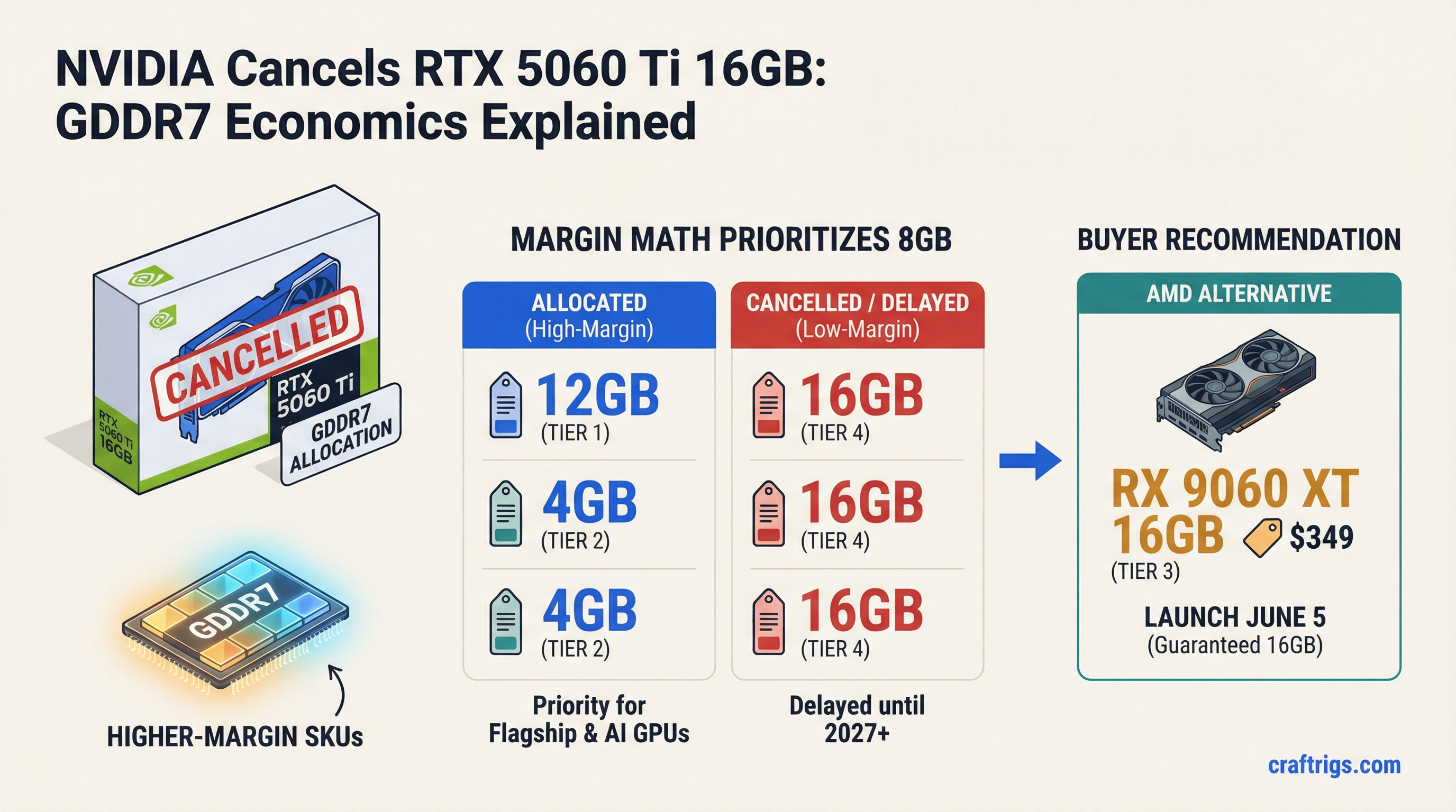 Why NVIDIA Is Killing the RTX 5060 Ti 16GB: The GDDR7 Economics Explained — news diagram