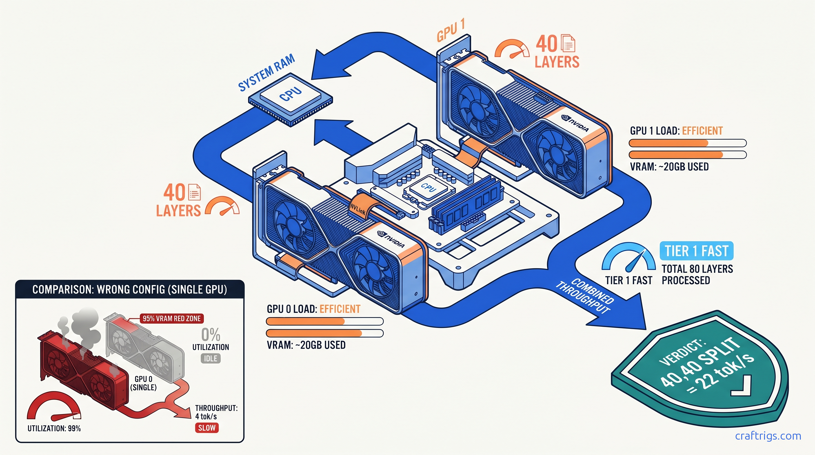 Multi-GPU Ollama: Why Only One GPU Is Running and How to Fix It — diagram