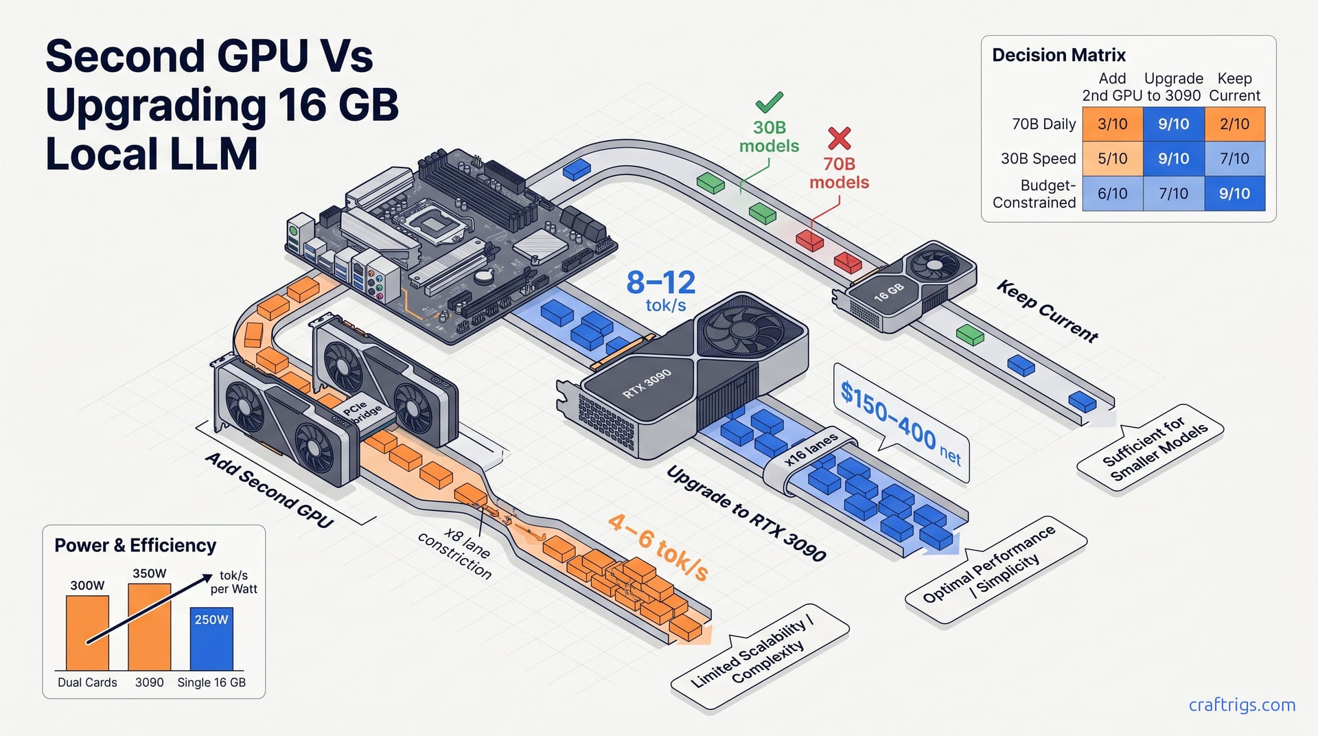 Second GPU or 3090? Fix Your 16 GB LLM Bottleneck — diagram