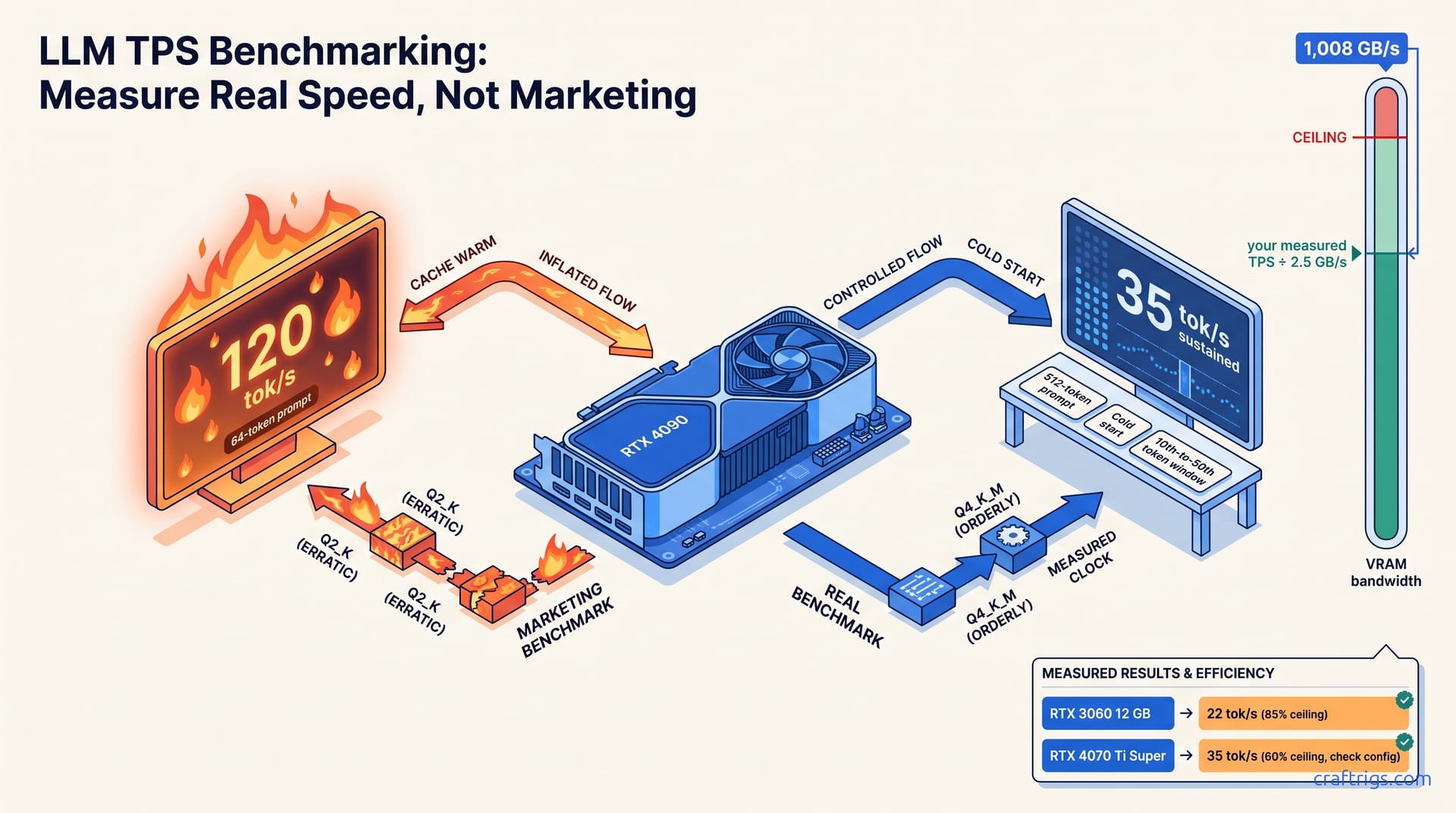 LLM TPS Benchmarking: Measure Real Speed, Not Marketing — diagram