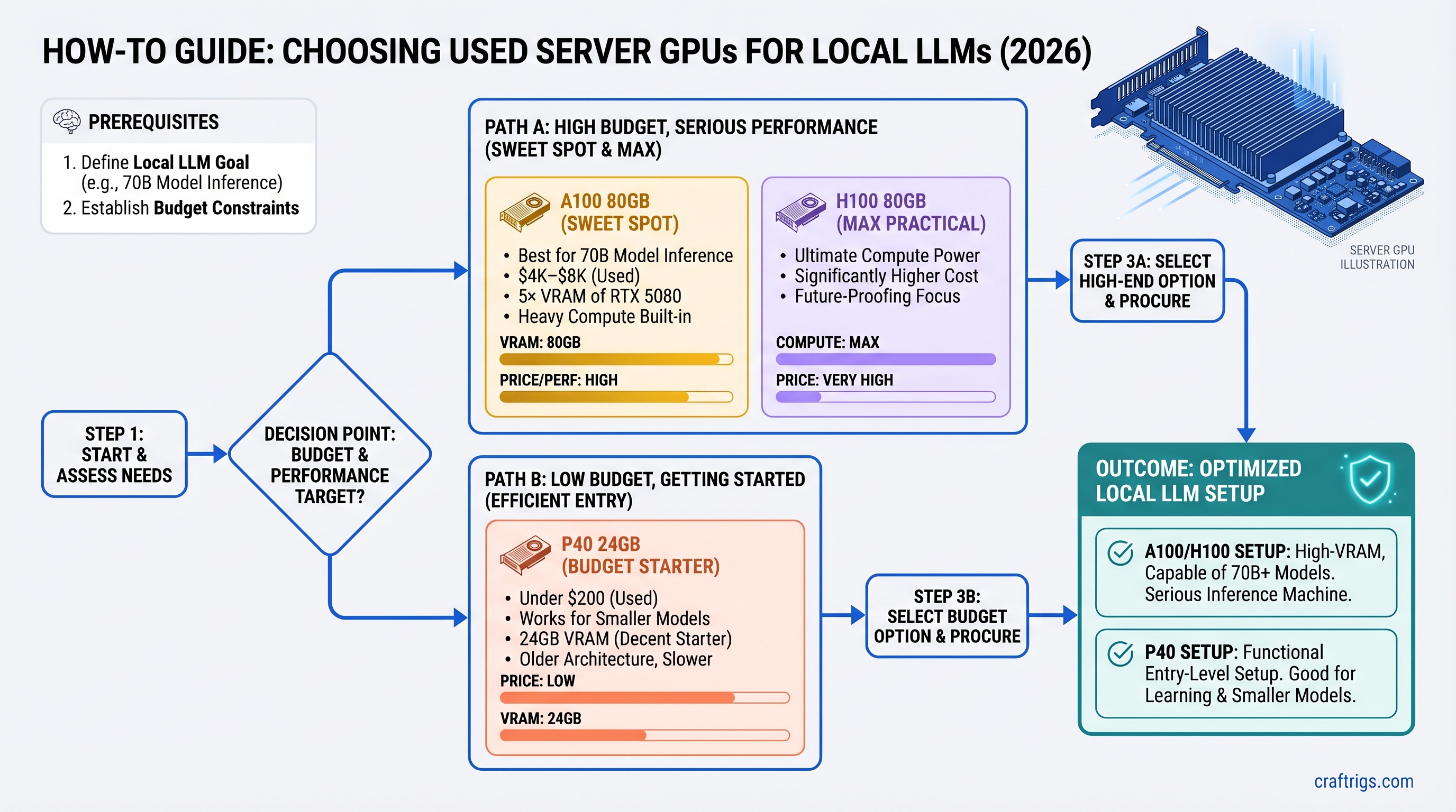 Used Server GPUs for Local LLMs: P40, A100, H100 — What's Worth Buying in 2026 — guide diagram