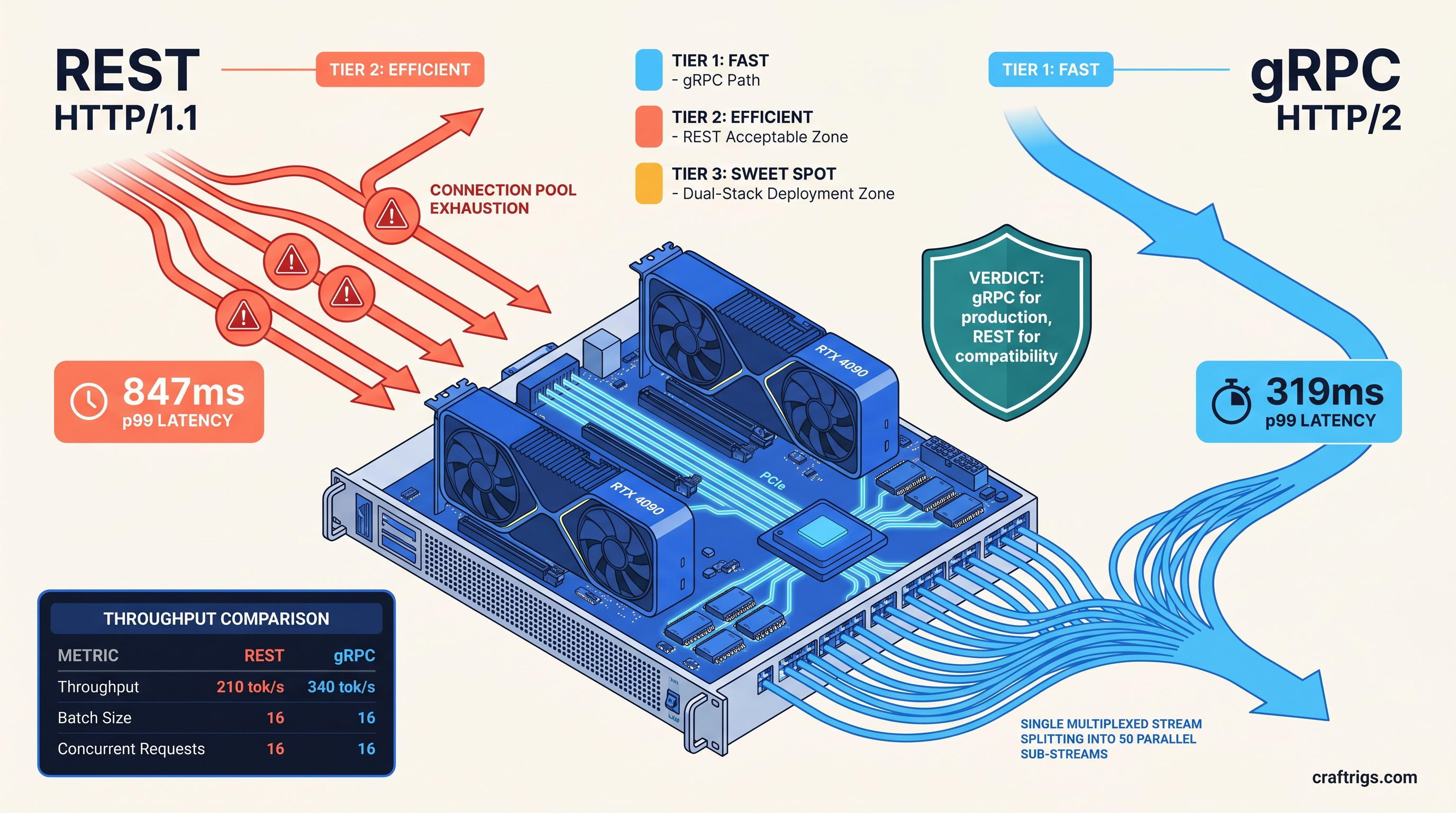 vLLM gRPC vs REST: When to Use Each for Local LLM Serving — diagram