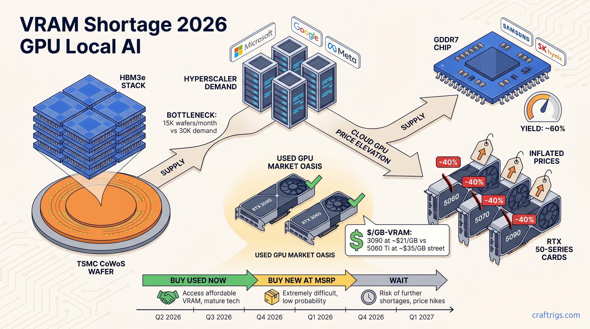 VRAM Shortage 2026: Buy Used, Not New — diagram